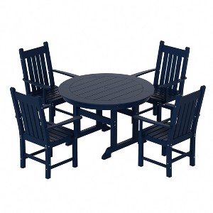 WestinTrends 5 Piece Outdoor Patio Dining Set Outdoor Round Table and Armchair Set - 1 of 2