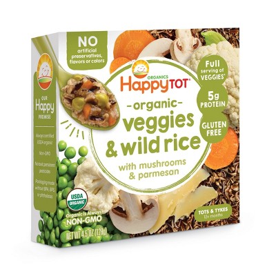 Happy Tot Organics Organic Gluten Free Veggies & Wild Rice with Mushrooms & Parmesan - 4.5oz