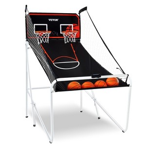 VEVOR Foldable Basketball Arcade Game, 2 Player Indoor Basketball Game, Home Dual Shot Sport with 4 Balls, 8 Game Modes, (Black & White) - 1 of 4