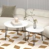 LIVAREEmlen Round Nesting Coffee Table Set of 2, Circular Nesting End Table Set, Round Marble Tabletop, and Sturdy Metal Base, White - 4 of 4