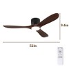 52" Ceiling Fan with Light, Remote, 3 Dark Walnut Blades, Reversible DC Motor for Living Room or Bedroom - 2 of 4