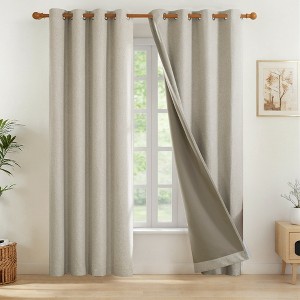 Deconovo 2 Panels Linen Look Film Coated Blackout Curtains with 8 Grommets - 1 of 4