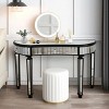 47" Modern Mirrored Console Table with Storage Drawer, Half-Moon Entryway Table for Hallway, Dressing Room, or Living Room–The Pop Home - 2 of 4