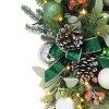 Puleo 28" Pre-Lit Battery-Operated Green Ribbon Banister Swag - 3 of 4