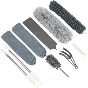 Microfiber Duster with Telescopic Rod, Washable Feather Dusters for Cleaning Cobwebs and Ceiling Fans, 5-Pack Set - 1 of 4