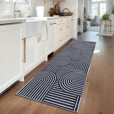 Modern Rug Runners for Hallways, Abstract Kitchen Runner Rugs Non Slip Bath Runner, Rainbow Washable Runners Rug