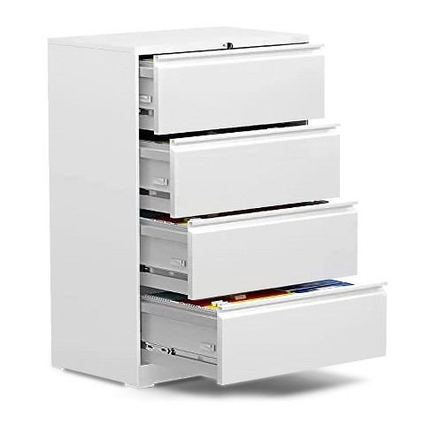 Lavish Home, White 2-Drawer File Cabinet with Lock, Small