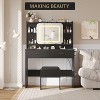 Coucheta Black Sliding Vanity Set with LED Mirror - 39.4" Makeup Desk, Charging Station, Stool & Adjustable Lights - 4 of 4