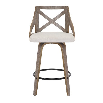 Charlotte 19" Dark Gray Wood Swivel Counter Stool, Set of 2
