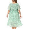 Agnes Orinda Women's Plus Size Elegant Smocked Chiffon Floral Midi A Line Dresses - 4 of 4