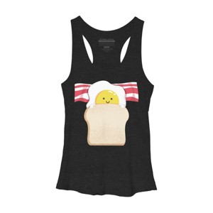 Women's Design By Humans Cute Cartoon Sunny Egg, Toast, Bacon By radiomode Racerback Tank Top - 1 of 2