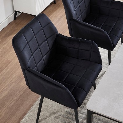 INFURNIC Dining Chairs Set of 2 Upholstered Kitchen Chairs with Armrests Easy to Assemble and Clean for Living Room, Black, 21.65"*22.83"*33.46"