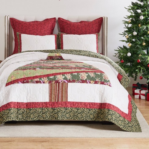 Greenland Home Fashions Christmas Tree 100% Cotton Quilt Bedding Set - image 1 of 4