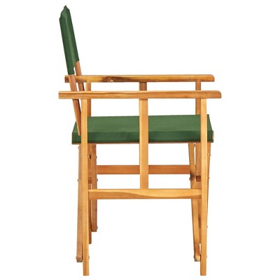 Green Foldable Solid Acacia Wood Director's Camping Chair