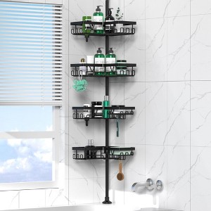 Aoibox Adjustable 4-Tier Stainless Steel Shower Caddy with Hooks, Rustproof Bathroom Organizer for Shampoo, Soap & Toiletries - 1 of 4