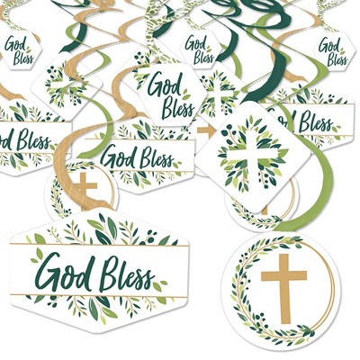 Big Dot of Happiness Elegant Cross - Religious Party Hanging Decor - Party Decoration Swirls - Set of 40