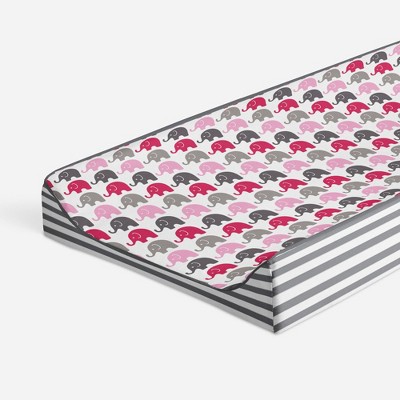 Bacati - Elephants Pink/Fuschia/Gray Mini Elephants Quilted Top Changing Pad Cover