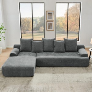 GDFStudio Tyler Modern 110" Velvet Compressed Foam Floor L-Shape Sectional Sofa - 1 of 4
