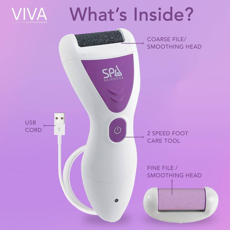 Spa Sciences VIVA Deluxe Pedi Rechargable Electronic Foot Smoother with Diamond Crystals, 6 of 12