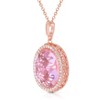 Guili Cubic Zirconia Sterling Silver Rose Plated Oval Pink Pendant, A Graceful and Modern Jewelry Choice, Perfect for Day or Night - 2 of 4