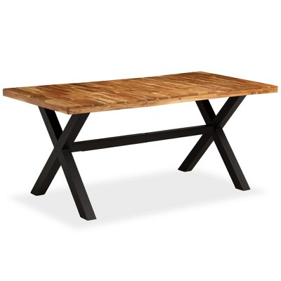 vidaXL Dining Table Natural Wood, Black