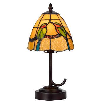 13" Metal/Resin Accent Lamp with Parrot Tiffany Art Glass Shade Dark Bronze/Gold - Cal Lighting