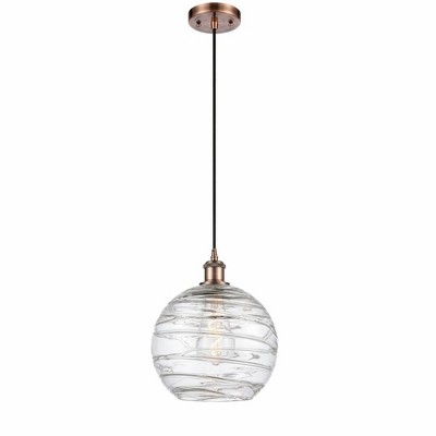 Athens Deco Swirl - 1 Light Cord Hung Mini Pendant In Industrial Style-13 Inches Tall and 10 Inches Wide