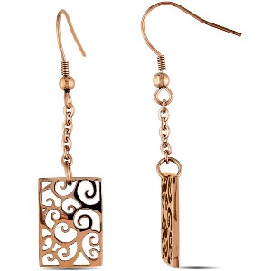 EVERLY JEWELRY |Curlicue Dangle Drop Earrings in Stainless Steel - Multiple Metal Color Options - 1 of 1