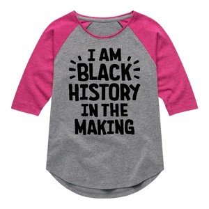 Girls' - Instant Message - Black Histroy In The Making Shirt Tail Raglan Graphic T-shirt - 1 of 4