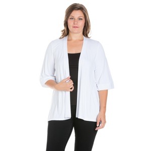 24seven Comfort Apparel Women's Plus Open Front Cardigan - 1 of 3