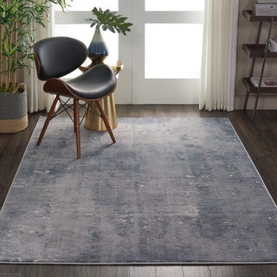 Gray Abstract Hand-Knotted Synthetic Area Rug 3'11" x 5'11"