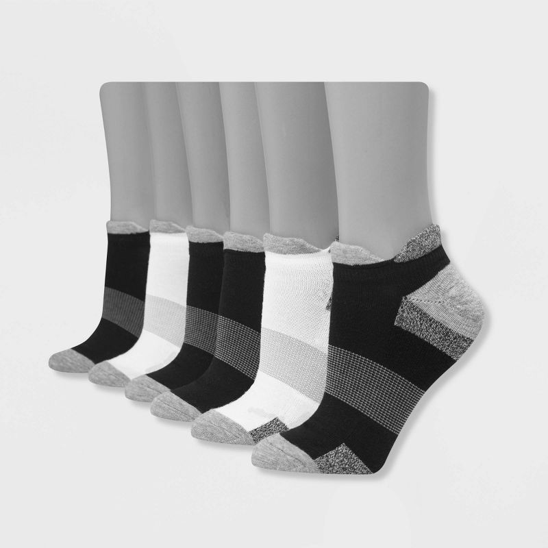 Hanes Performance Women&#39;s Extended Size Cushioned 6pk No Show Tab Athletic Socks - Assorted Colors 8-12, 1 of 5
