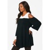 Roaman's Women's Plus Size Colorblock Cold-Shoulder Tunic - 4 of 4