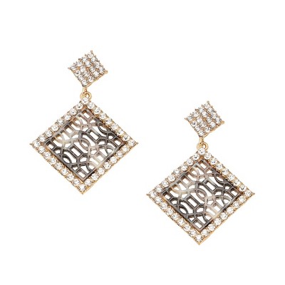 SOHI Women's Silver Filigree Drop Earrings