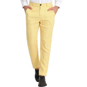 INSPIRE CHIC Men's Houndstooth Geometric Printed Color Block Dress Pants - 1 of 4