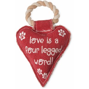 Pavilion Gift Company - Heart Love - 10" Canvas Dog Toy on Rope - Pet Toy - 1 of 4