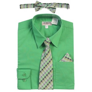 Gioberti Boy's Long Sleeve Dress Shirt and Plaid Tie Accessories Set - 1 of 4