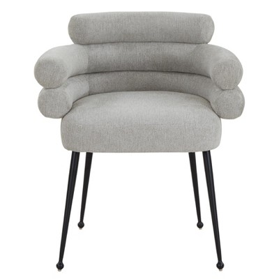 UNISOAR Accent Chair Curved Back Dining Chairs with Black Tapered Metal Legs for Dining Room Grey