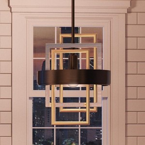 Urban Ambiance Luxury Modern Pendant Light,  14-5/8" x 12",  Midnight Black Finish, UHP2781 - 1 of 4