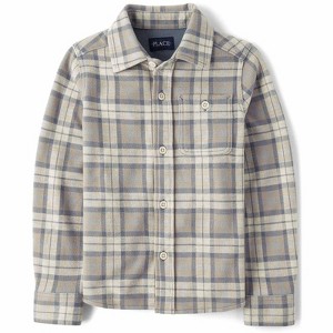 The Children's Place Boys Long Sleeve Plaid Luxe Cozy Knit Button Up Shirt - 1 of 4