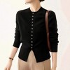 Crewneck Cardigan Sweaters for Women Button Long Sleeve Single Breasted Fashion Tunic Knit Top - 2 of 4
