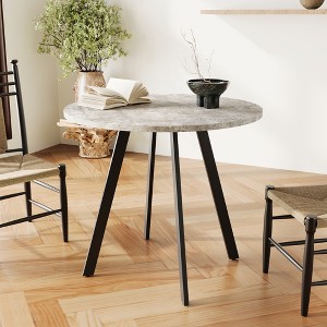 Modern minimalist circular dining table, gray cement texture, suitable for restaurants, kitchens, and offices,modern casual coffee table - 1 of 1
