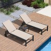 PURPLE LEAF Outdoor Chaise Lounge with Wheels for Outside 2 Pieces Aluminum Patio Lounge Chair with 5 Adjustable Position Recliner Side Table Included - 3 of 4