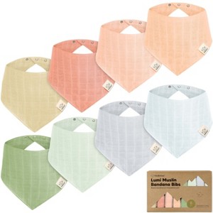 8pk Lumi Muslin Baby Bibs, Bandana Bibs for Baby Boy, Baby Girl, Muslin Drool Bib for Newborn, Toddler - 1 of 4
