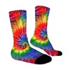Rainbow Tie Dye Women Printed Crew Socks Funny Funky Socks Soft Polyester Novelty Gifts for Artists Men - 3 of 4