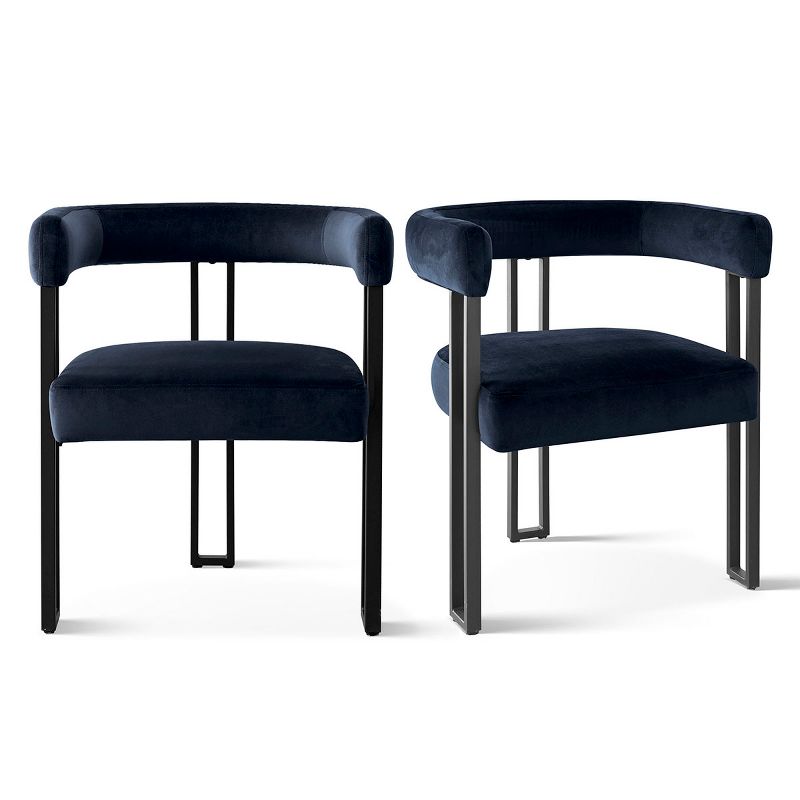 Mia Velvet Dining Chairs Set Of 2,Boasting Curved Wishbone Frame Streamlined Silhouette Armrest Dining Chairs with Three Legs-Maison Boucle, 3 of 9