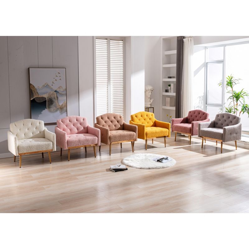 Modern Upholstered Accent Armchair with Tufted Backrest and Rose Golden Feet-ModernLuxe, 4 of 13