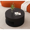31.5" Round Coffee Table with Storage and Vertical Stripe Design for Living Room and Bedroom - 2 of 4