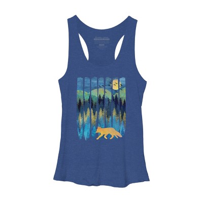 Women's Design By Humans Fox Forest Night By Maryedenoa Racerback Tank Top