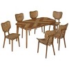 Vintage 7-Piece Dining Set for 6,Solid Wood Dining Table with Upholstered Dining Chairs with Curved Back and Seat for Kitchen,Dining Room-Tanpinhause - 2 of 4